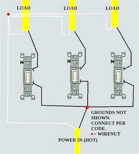 diagram for a three light switches in same electrical box|how to wire 3 light switches.